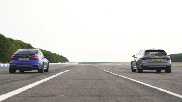 BMW M3 CS vs Audi RS4 - review & DRAG RACE, ROLLING RACE & BRAKE TEST